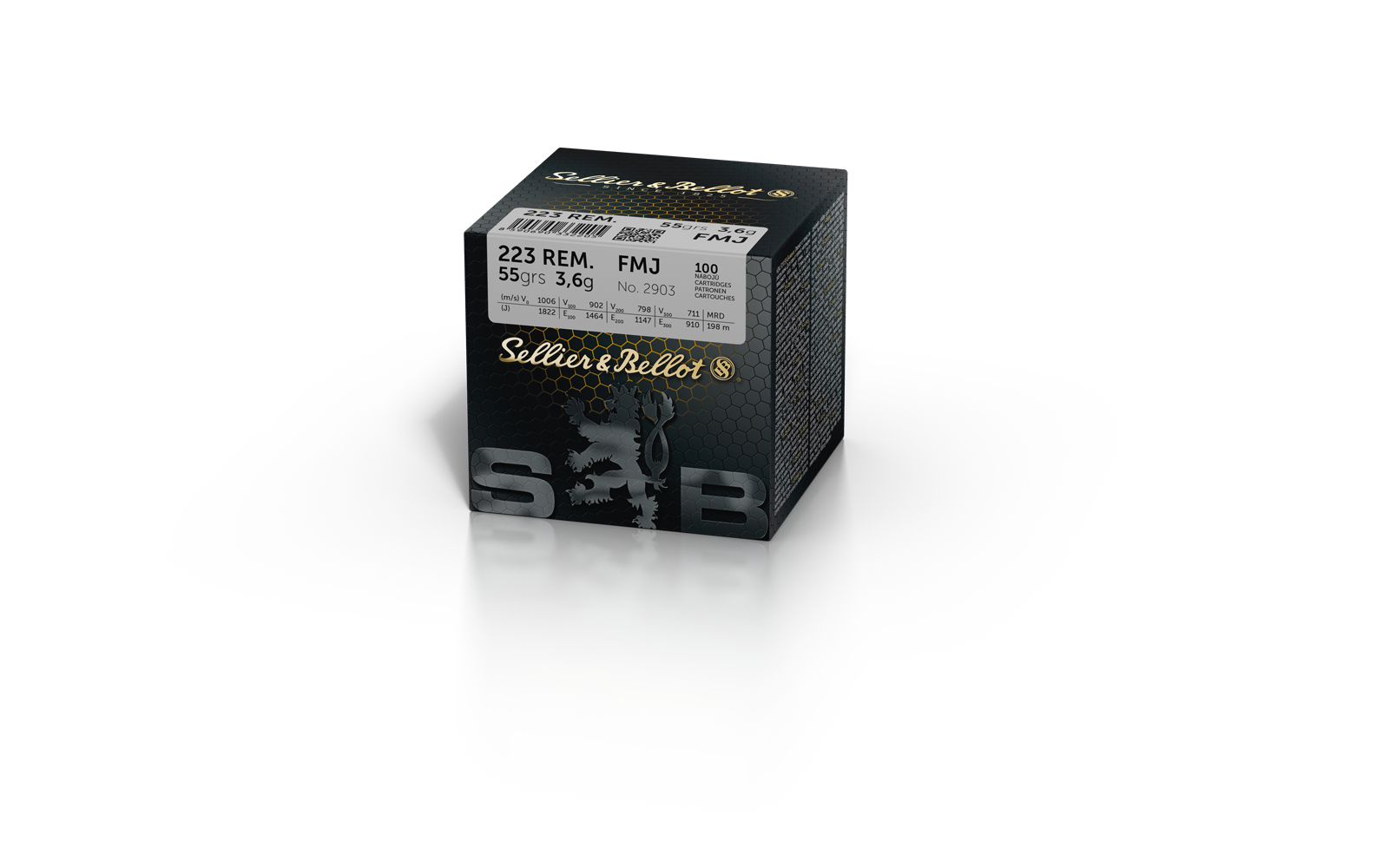 S & B c.223REM 55GR. 100 RDS FMJ M193